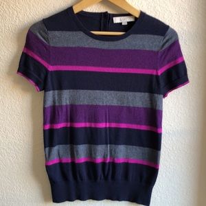 Short-sleeve LOFT Striped Sweater Top, like new condition. Size Sm